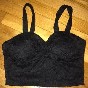 Black lace crop top
